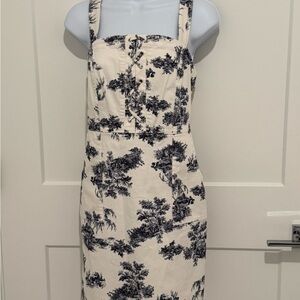 INC International Concepts Cream and Black Sleeveless Midi Sundress